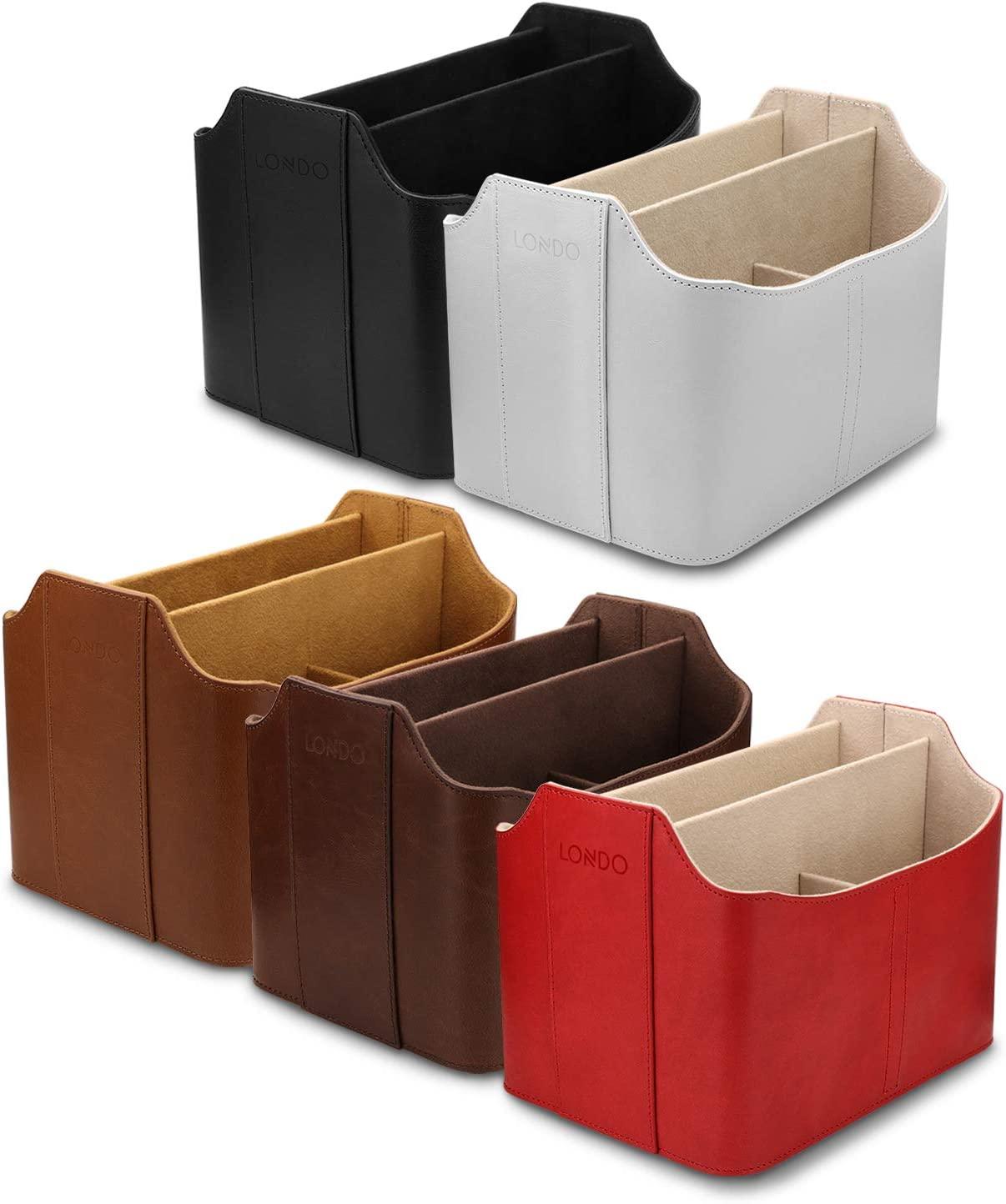 Leather Remote Control Organizer and Caddy with Tablet Slot