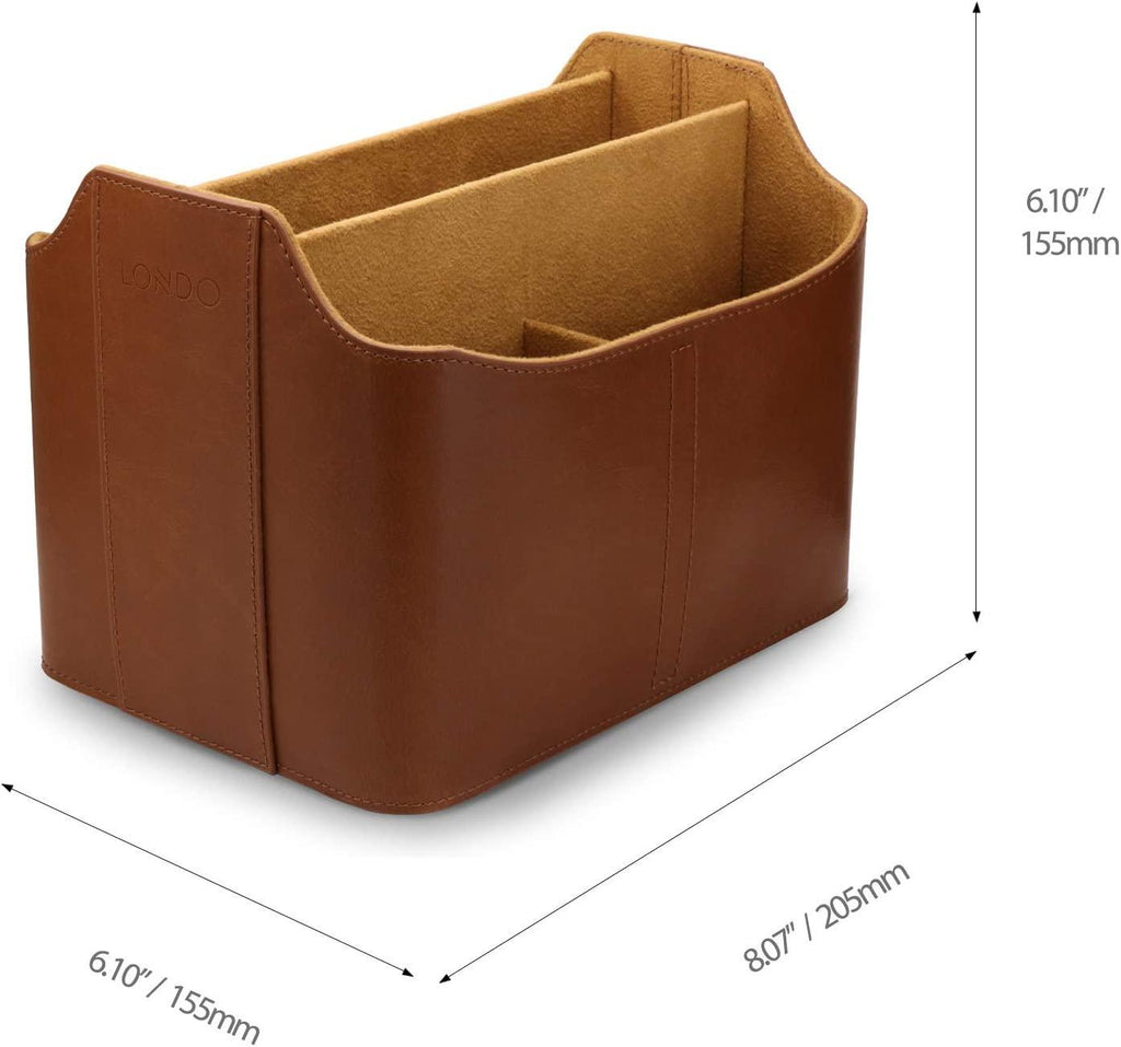 Leather Remote Control Organizer and Caddy with Tablet Slot