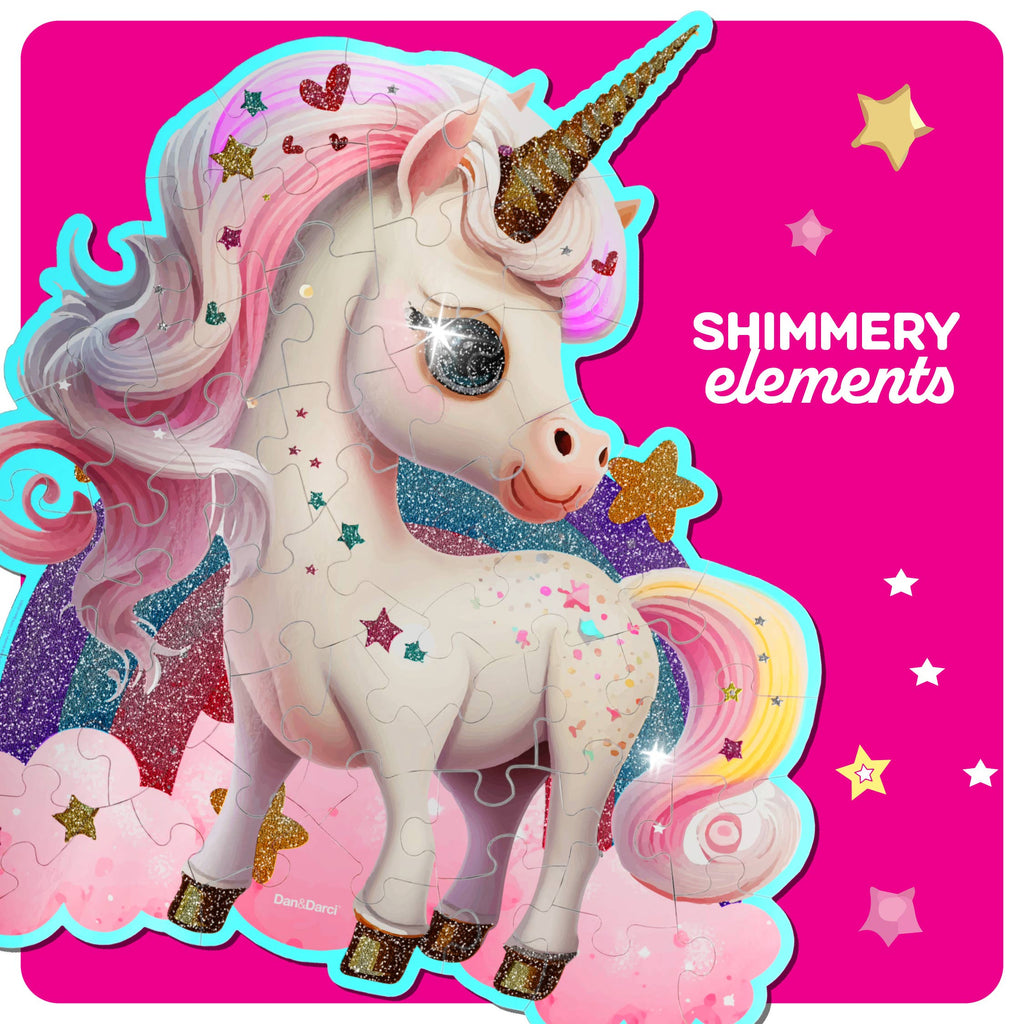 Shimmery Unicorn Floor Puzzle - 45 Giant Pieces, 30in x 36in Jumbo Kids Puzzle
