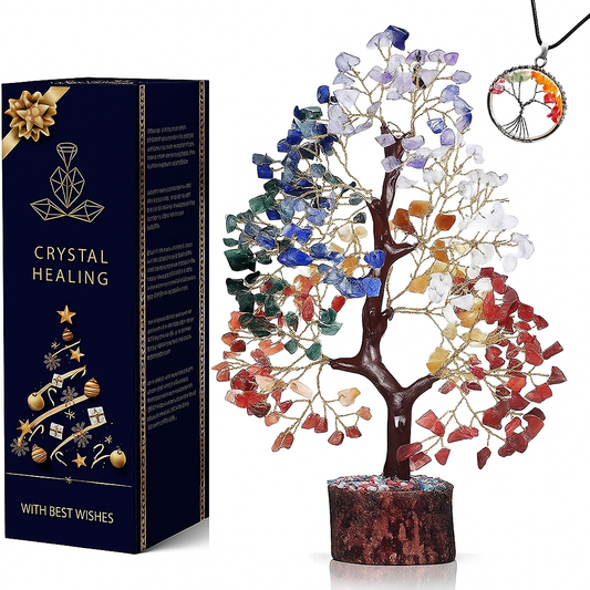 Seven Chakra Crystal Tree of Life – Gemstone Bonsai for Meditation & Home Decor