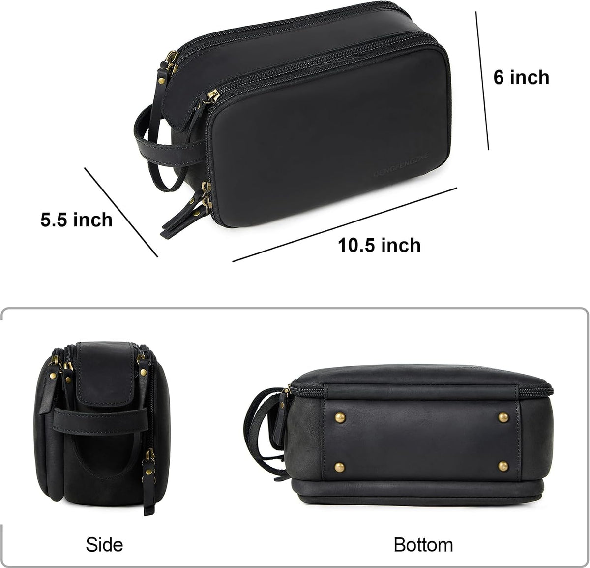 Ridgeway™ Full-Grain Leather Travel Pouch — Black