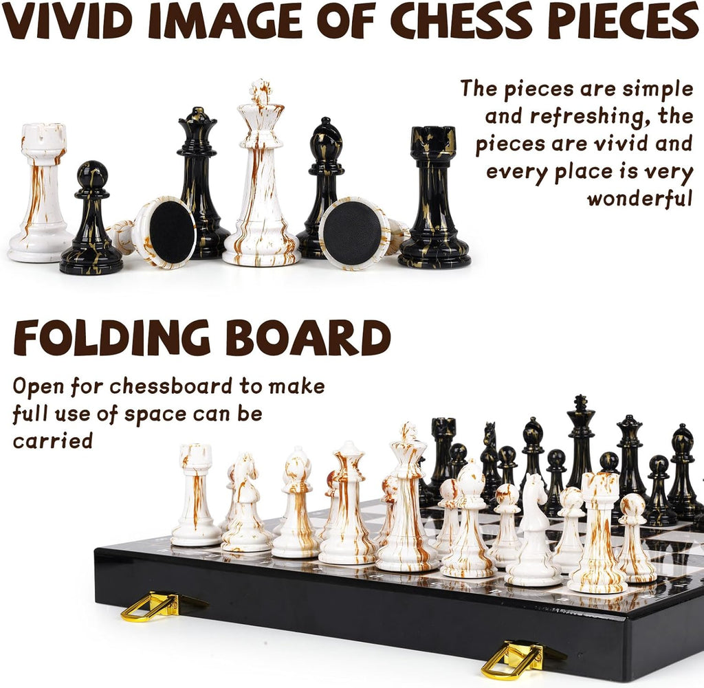 15" Large Chess Set for Adults Kids with Weighted Acrylic Ch