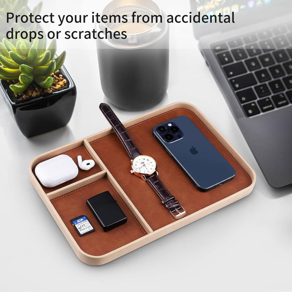 Norwood™ Leather Catch-All Valet Tray — Multi-Compartment