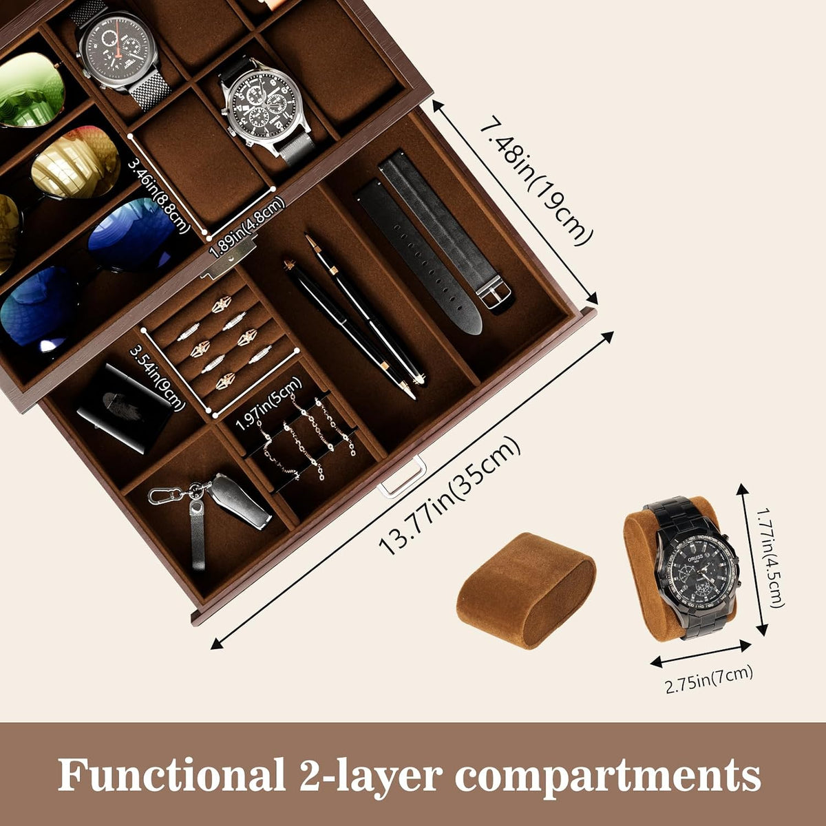 ProCase Lacquered Finish Wooden Men's Jewelry Box
