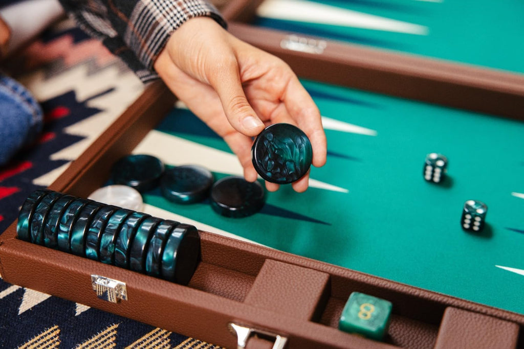 Pointworks 19 Inch Premium Backgammon Set for Adults - Leath