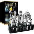 13-Piece Cocktail Bar Set — Stainless Steel Bartender Kit with Recipe Book