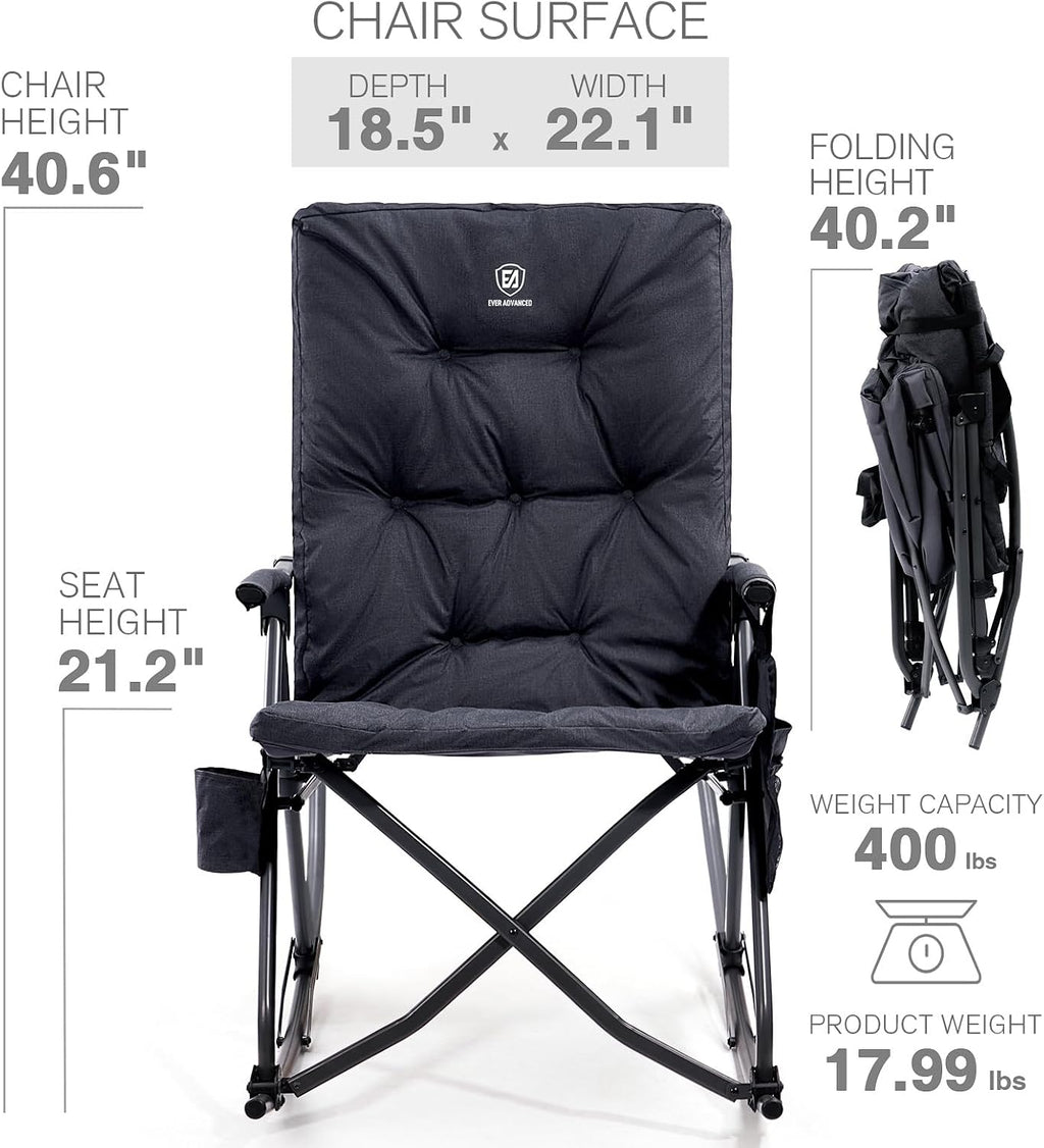 EVER ADVANCED Oversized Folding Rocking Camping Chair