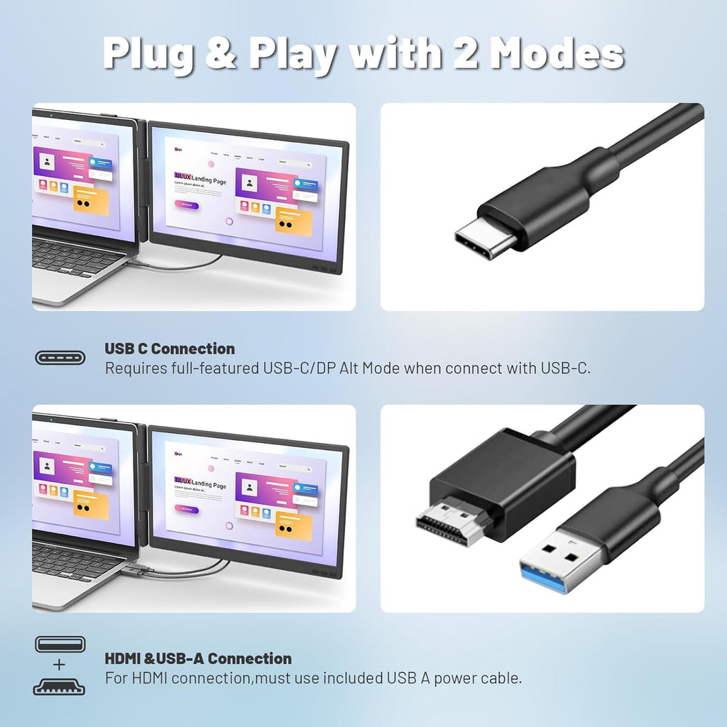 KEFEYA Laptop Screen Extender 14" FHD 1080P Full HD IPS Port