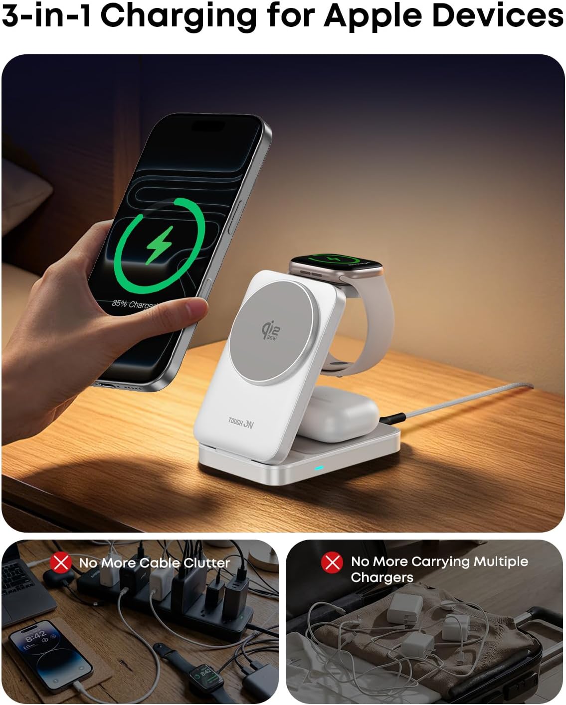 TOUGH ON MagFold 3 in 1 25W Wireless Charger