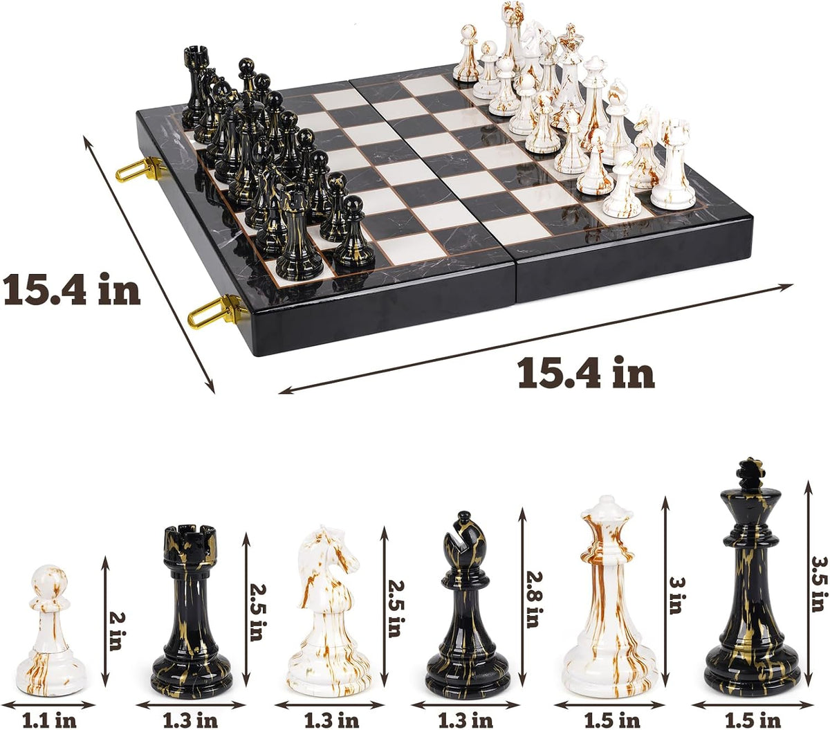 15" Large Chess Set for Adults Kids with Weighted Acrylic Ch