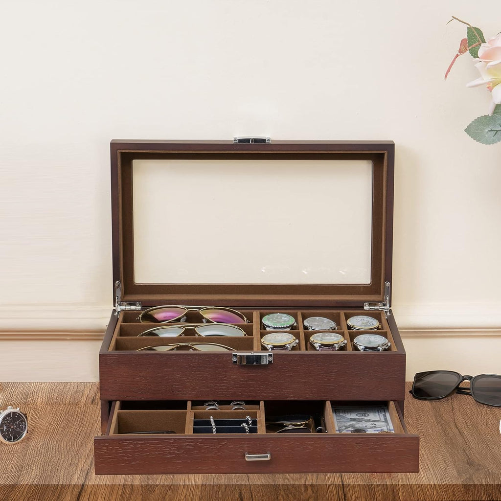 ProCase Lacquered Finish Wooden Men's Jewelry Box
