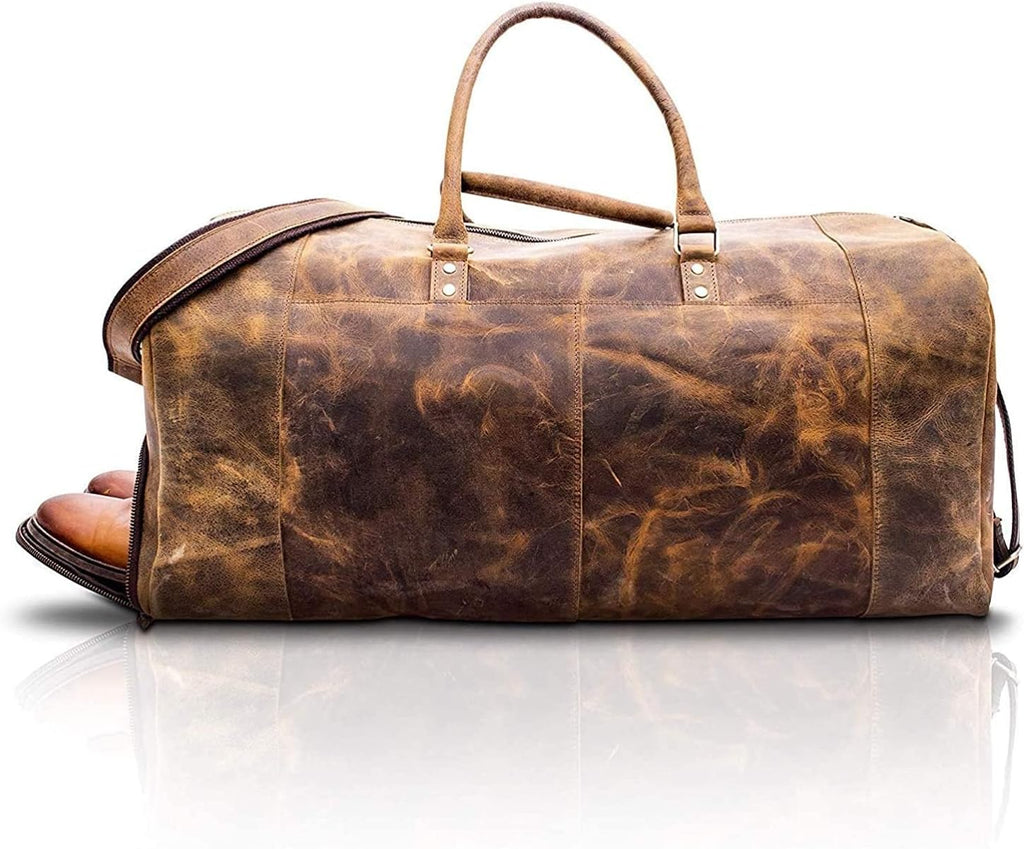 Leather Travel Duffle Bags for Men and Women Cabin Friendly 