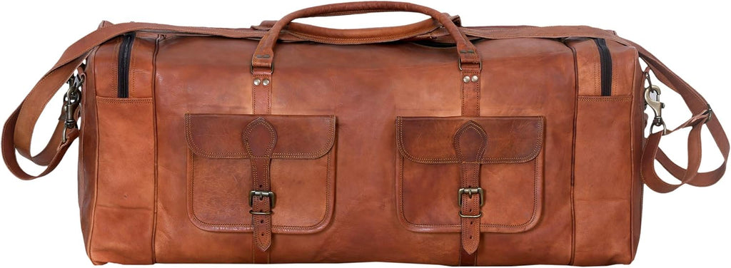 Ashcroft™ Leather Travel Duffle — 30″ Large, Vintage Brown