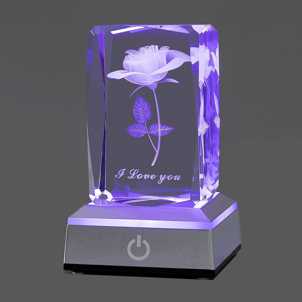 hochance 3D Rose Crysatl with LED Display Base