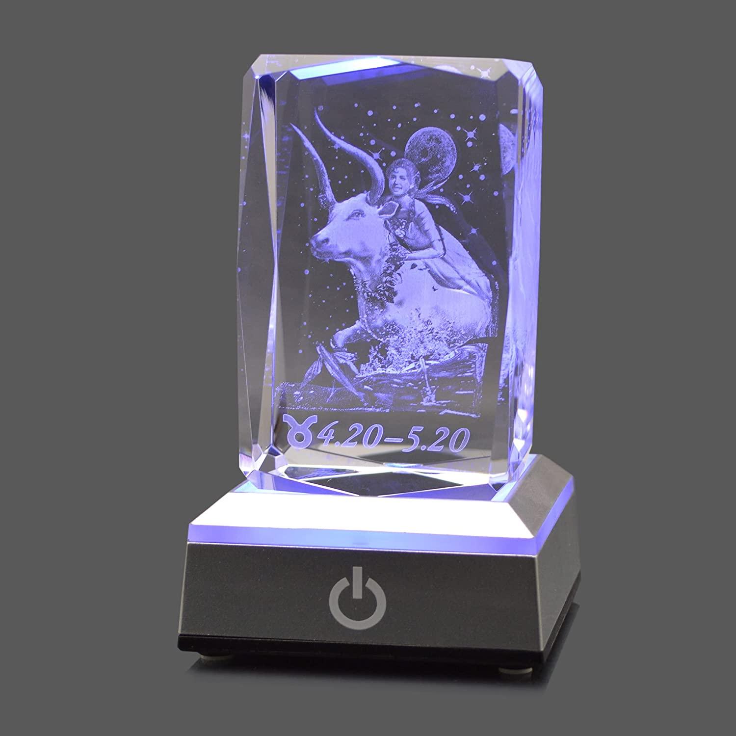 hochance 3D Rose Crysatl with LED Display Base