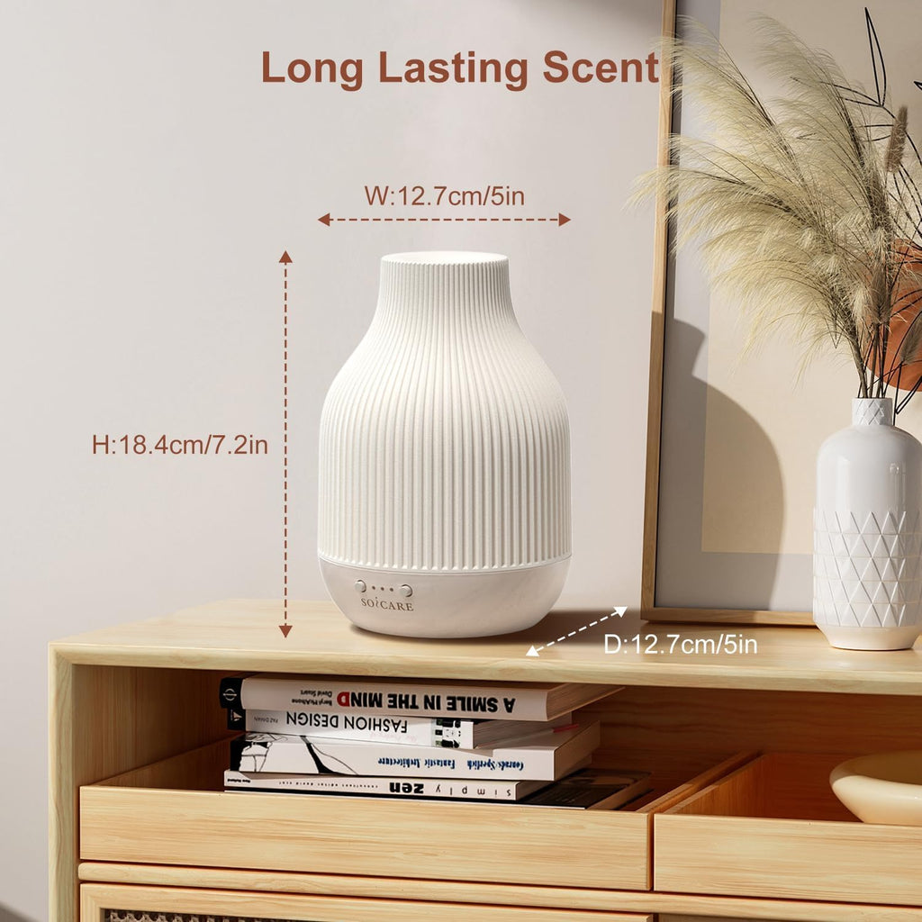Elegant Ceramic Diffuser for Essential Oils with Solid Wood 
