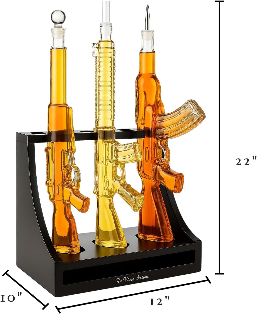 3 Gun Whiskey Decanters Set & Rifle 1000ml - The Wine Savant
