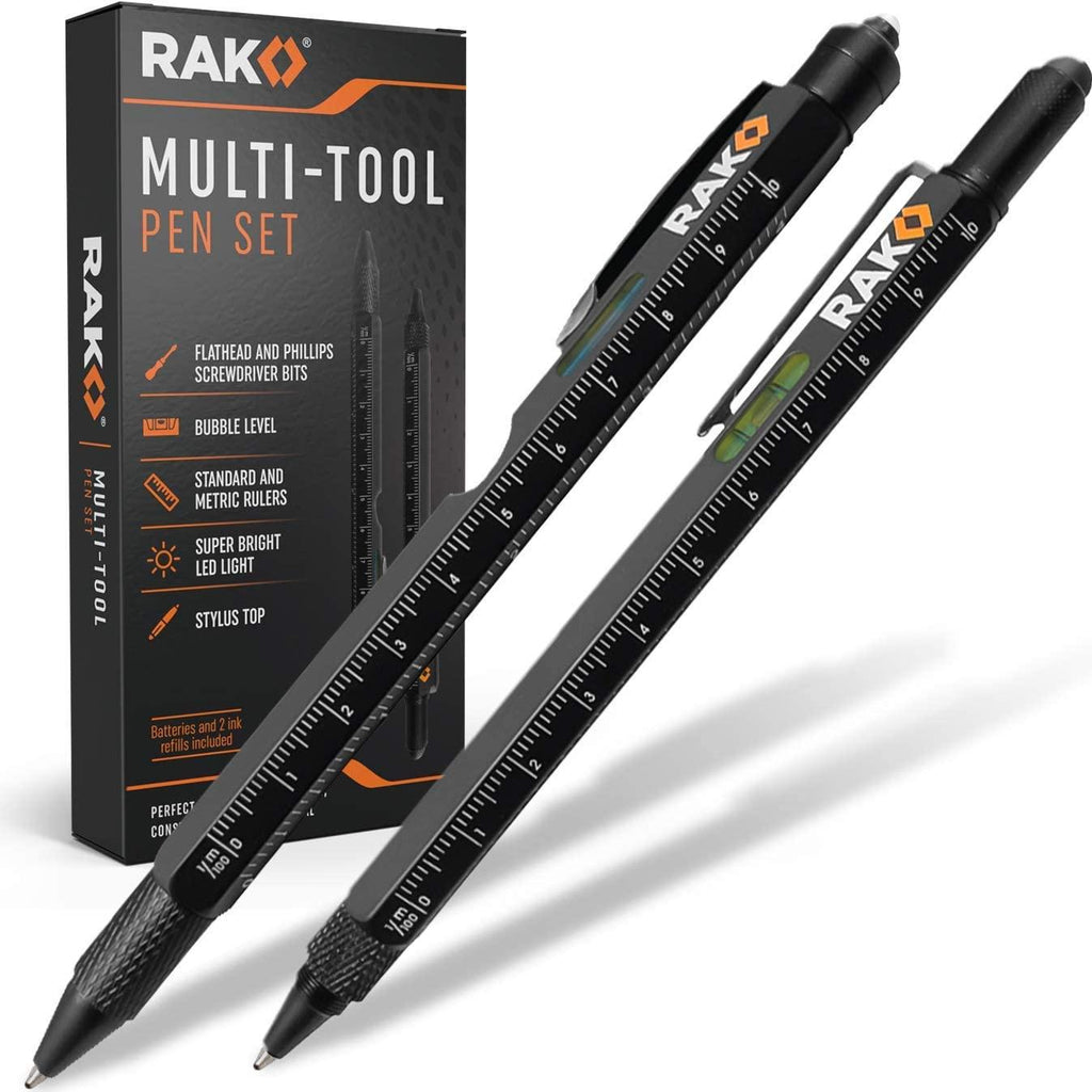 Multi-Tool Pen Gift Set — Ballpoint Pen with Bottle Opener, LED Light & Level (2-Piece)