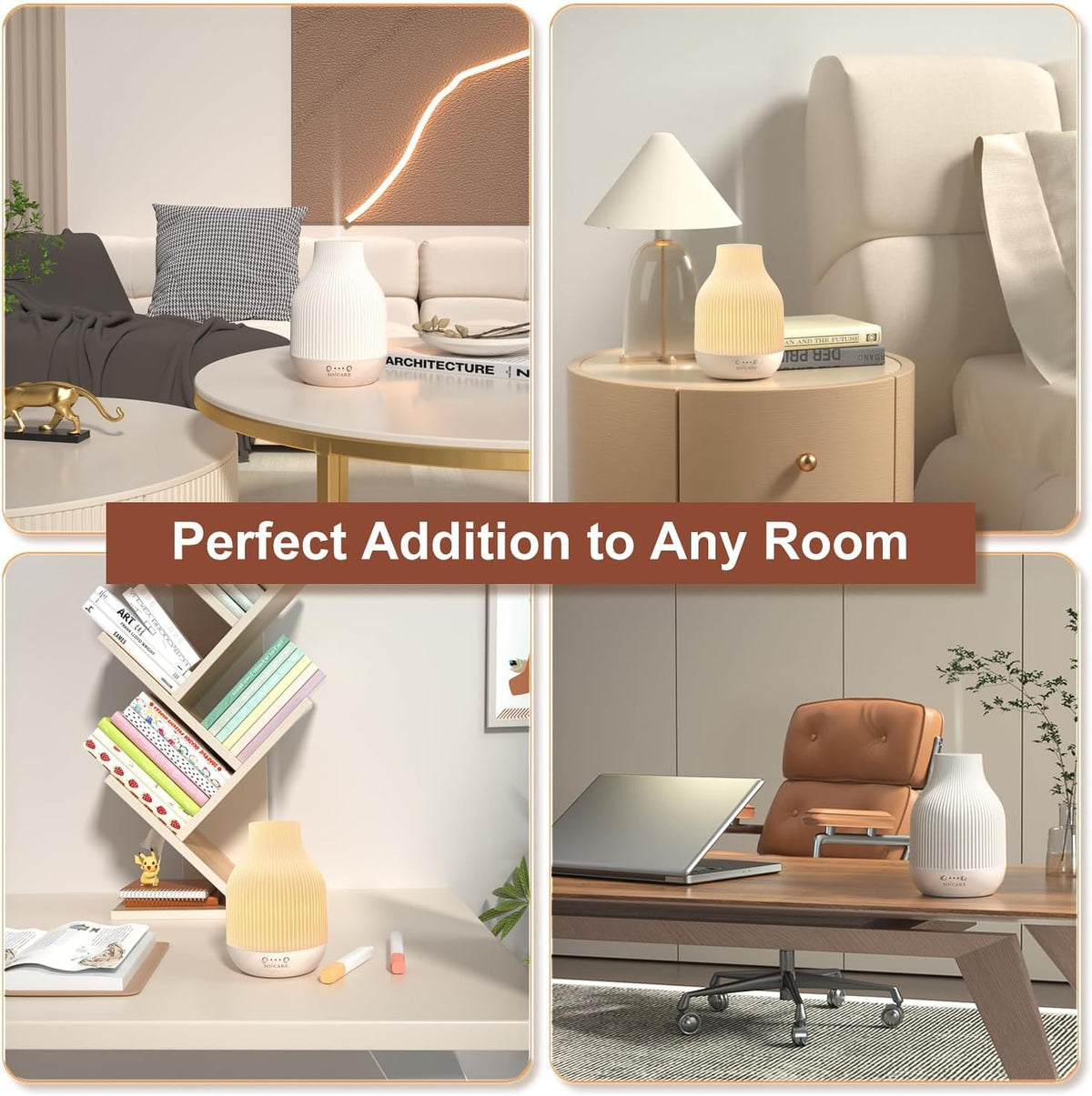 Elegant Ceramic Diffuser for Essential Oils with Solid Wood 