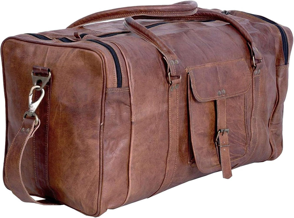 Ashcroft™ Leather Travel Duffle — 30″ Large, Vintage Brown