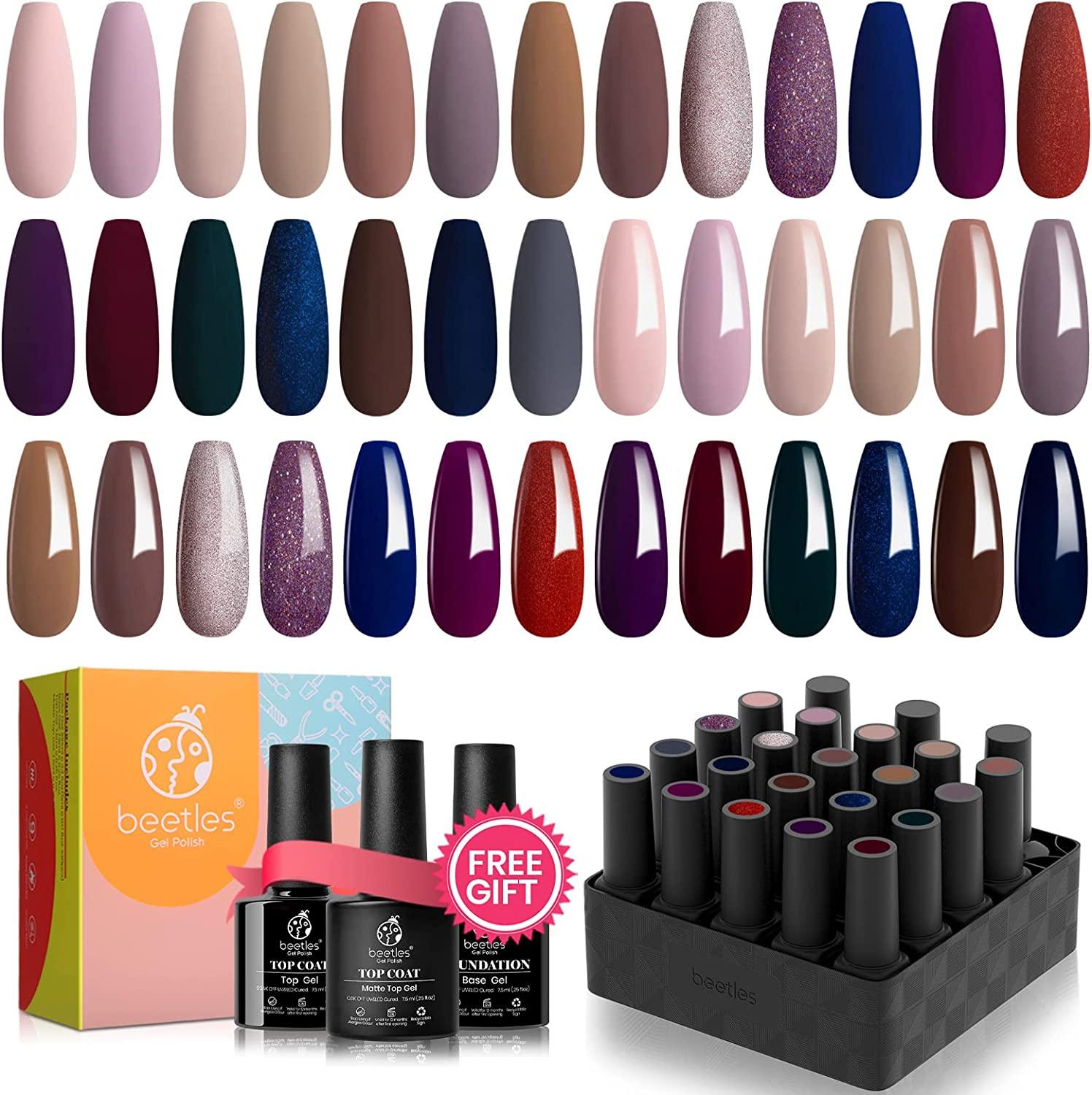 Beetles Gel Nail Polish Kit — 20 Mini Colours with Base & Top Coat