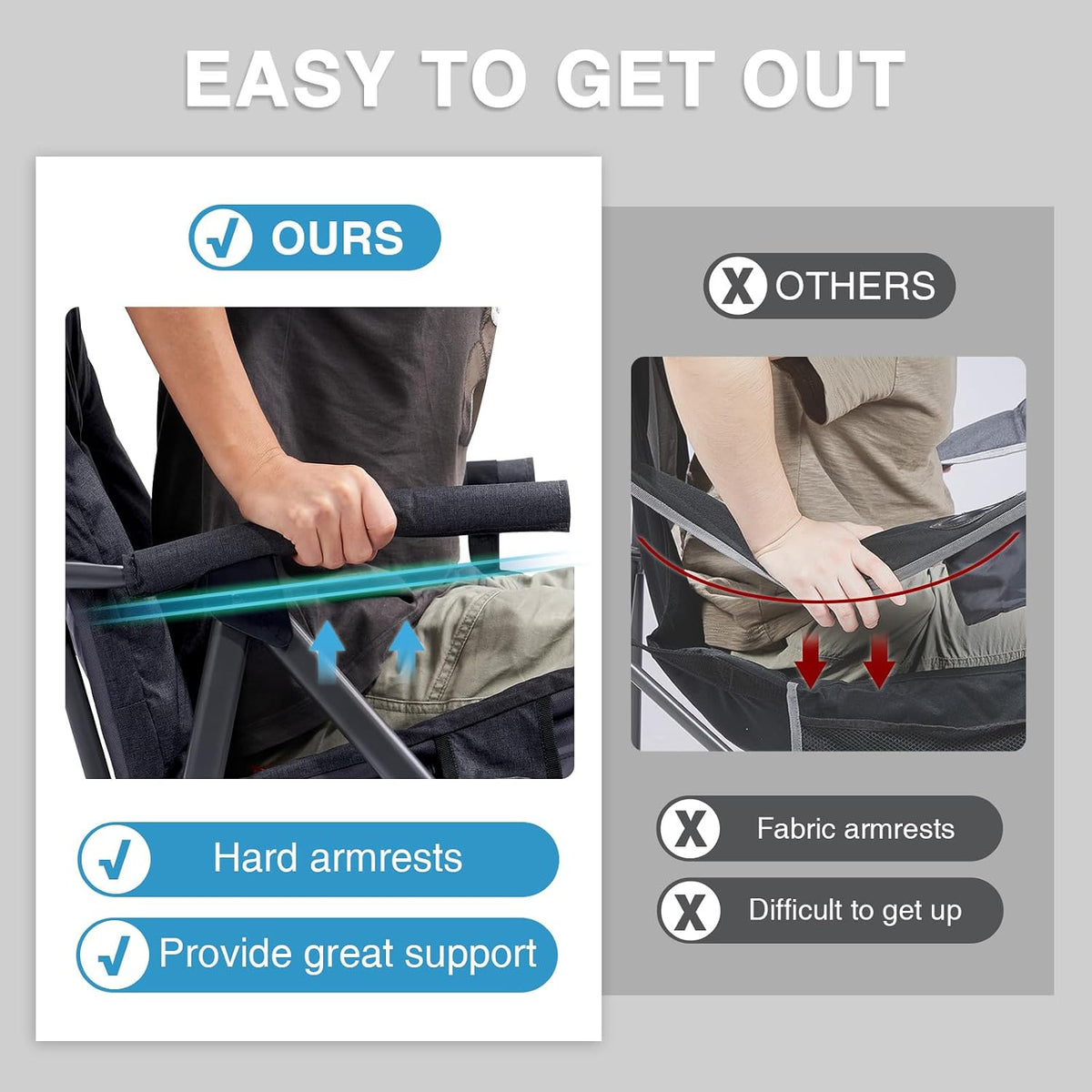 EVER ADVANCED Oversized Folding Rocking Camping Chair