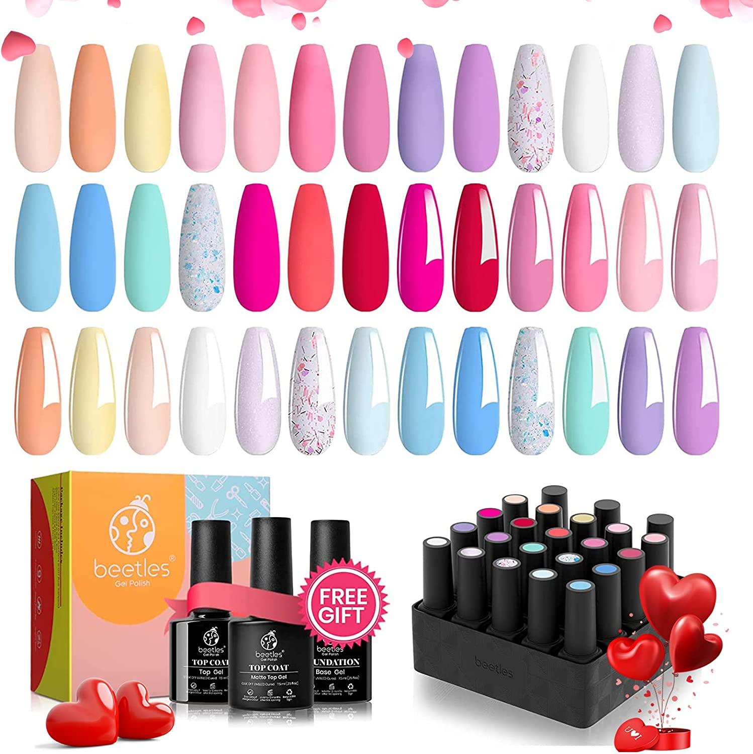 Beetles Gel Nail Polish Kit — 20 Mini Colours with Base & Top Coat