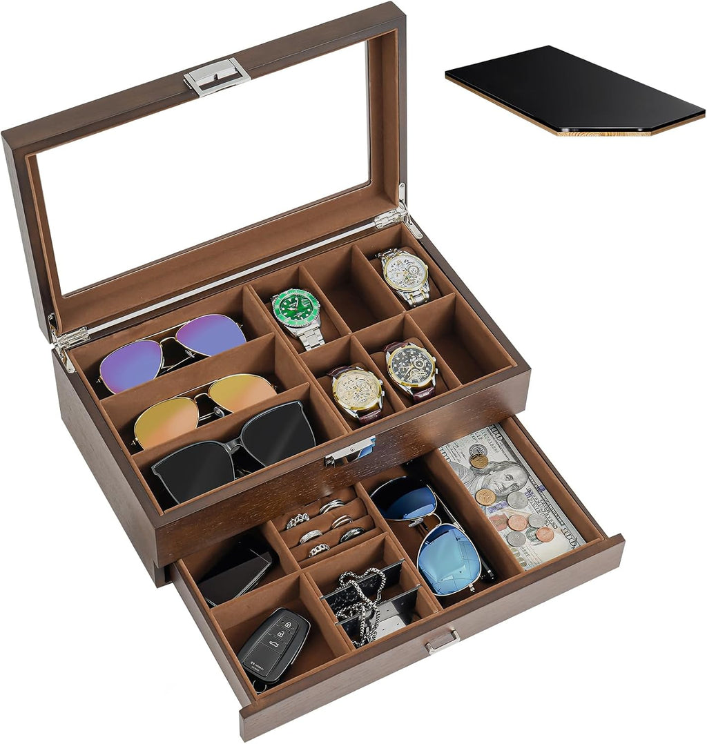 ProCase Lacquered Finish Wooden Men's Jewelry Box