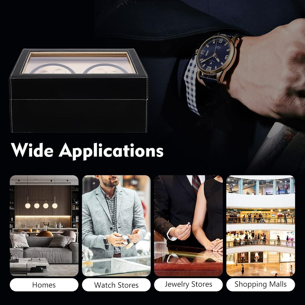 Valcourt™ Automatic Watch Winder Box — 4 Winders + 6 Storage, Japanese Motor