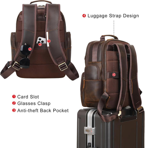 Ashcroft™ Vintage Leather Laptop Backpack — 15.6″ Business Rucksack