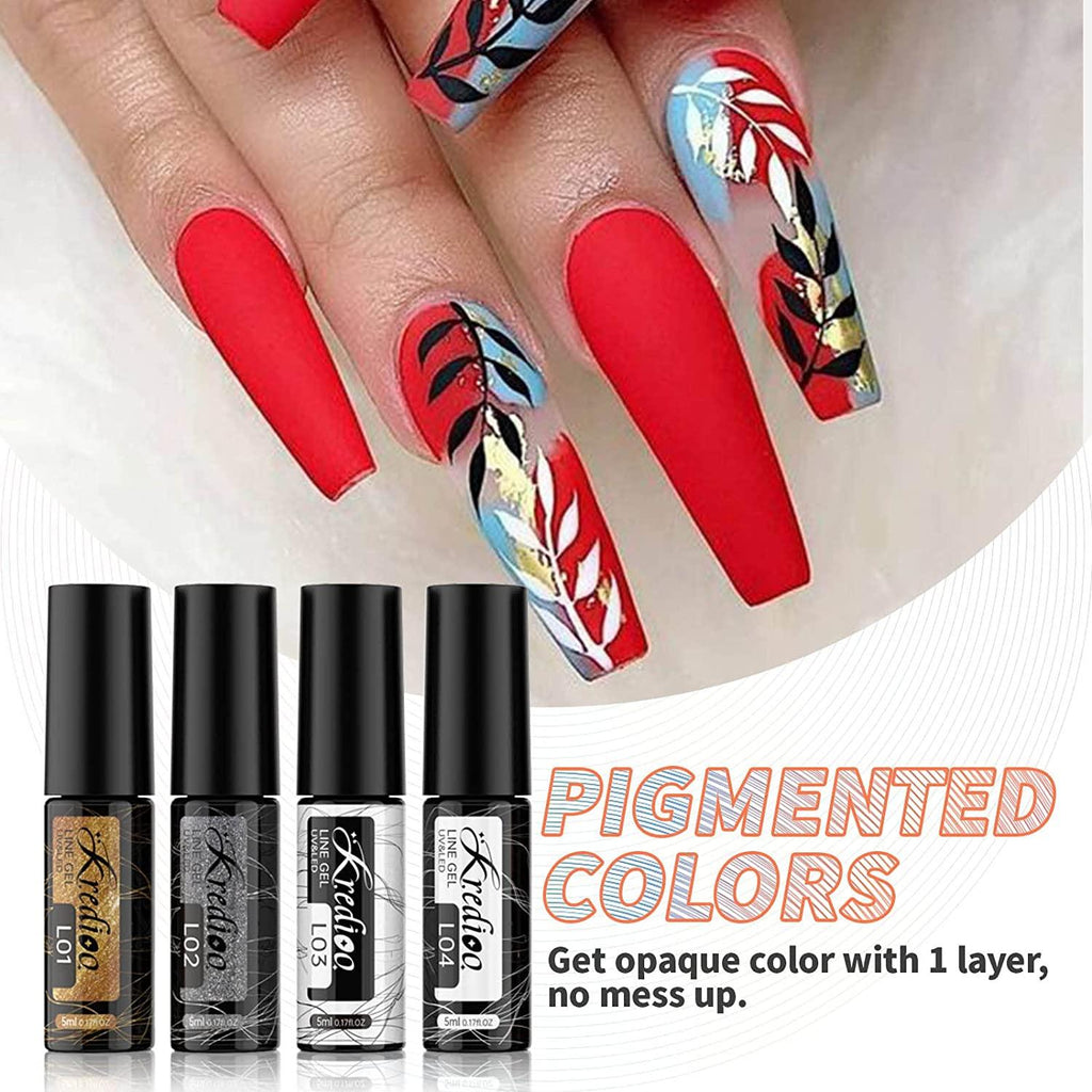 Kredioo Gel Nail Polish Liner Nail Art 12 Colors Painted Gels Kit Neon