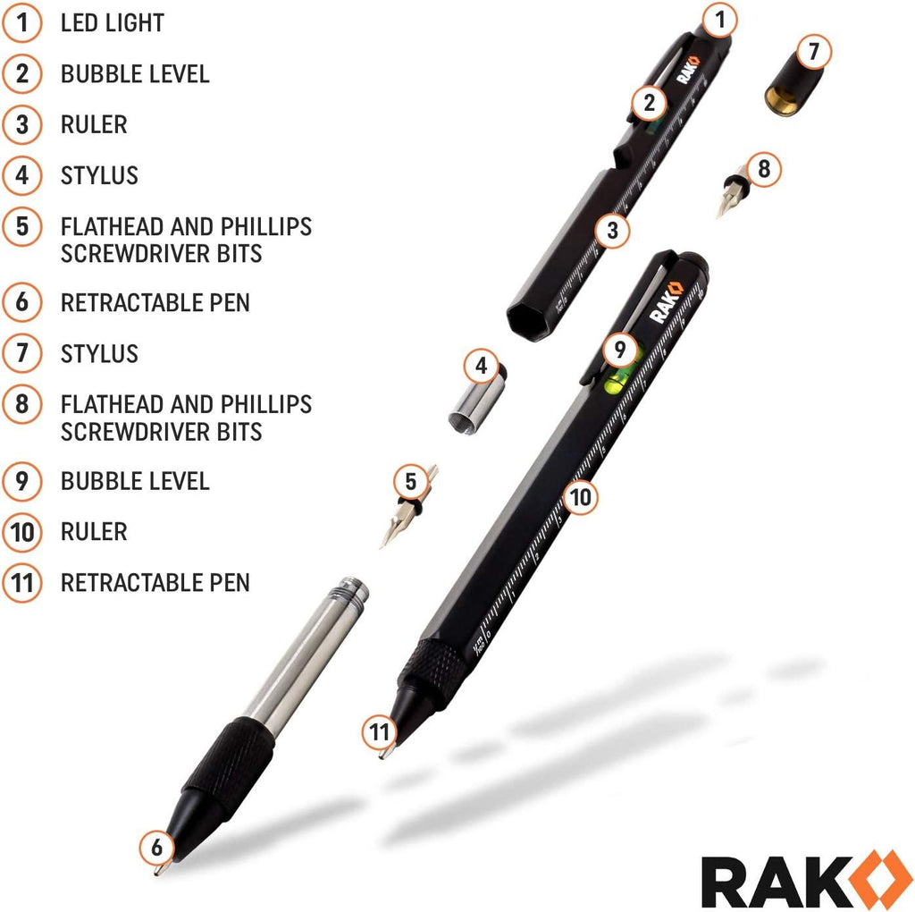 Multi-Tool Pen Gift Set — Ballpoint Pen with Bottle Opener, LED Light & Level (2-Piece)