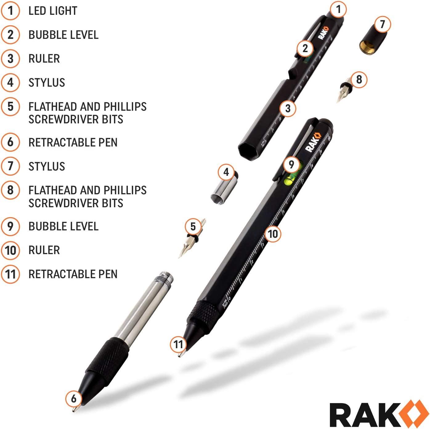 Multi-Tool Pen Gift Set — Ballpoint Pen with Bottle Opener, LED Light & Level (2-Piece)