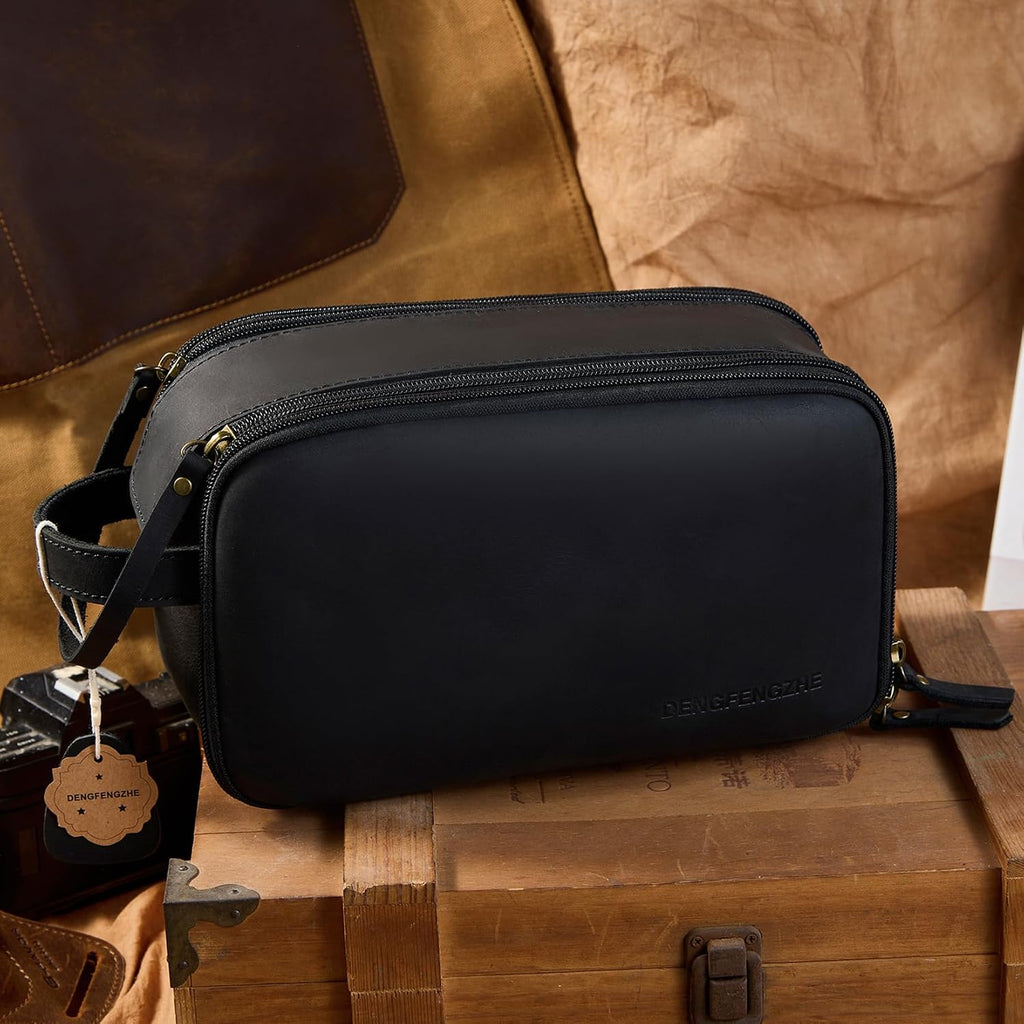 Ridgeway™ Full-Grain Leather Travel Pouch — Black