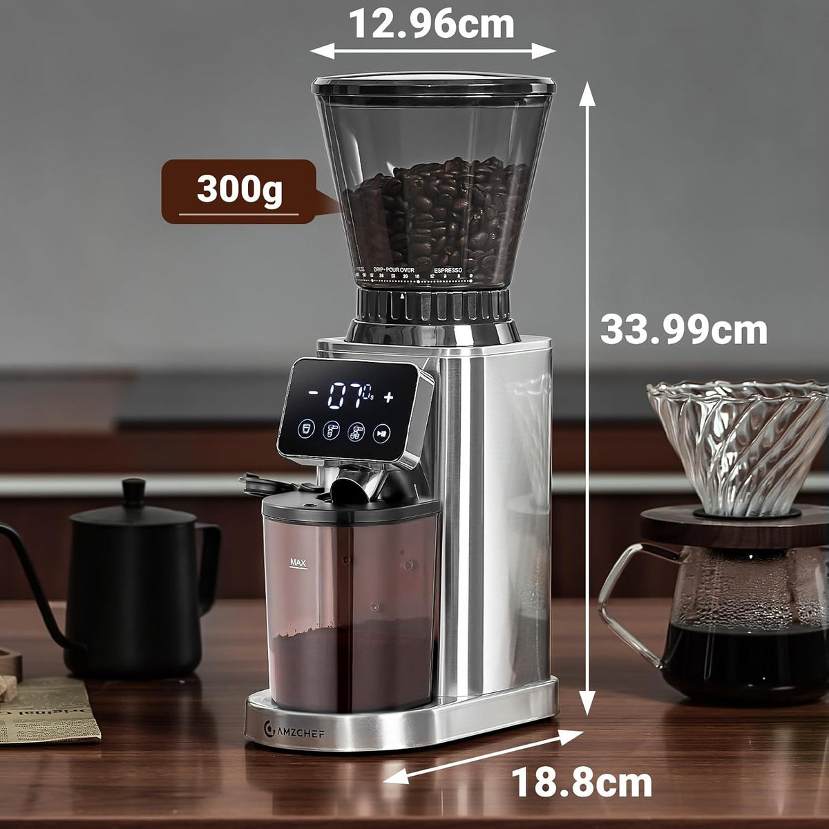 AMZCHEF Conical Burr Electric Coffee Grinder