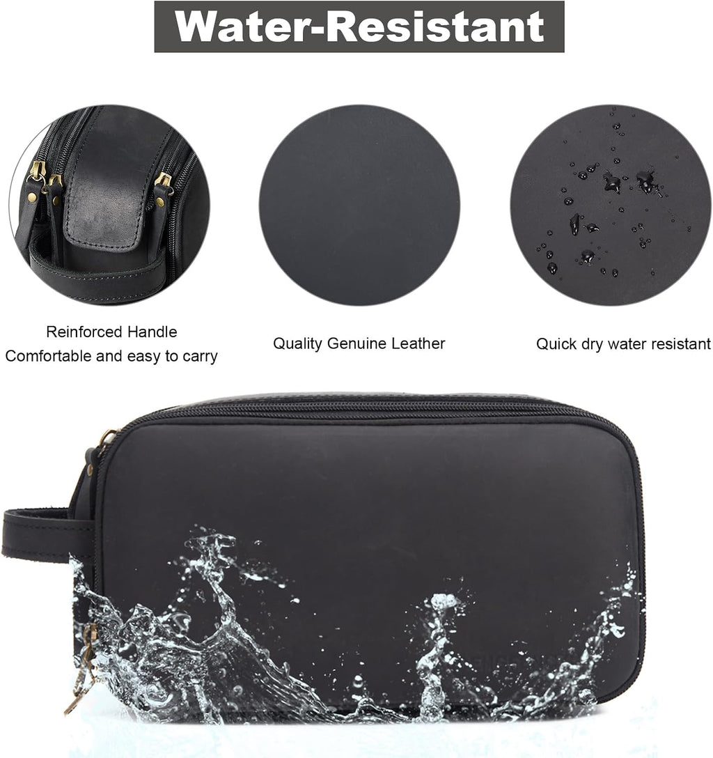 Ridgeway™ Full-Grain Leather Travel Pouch — Black