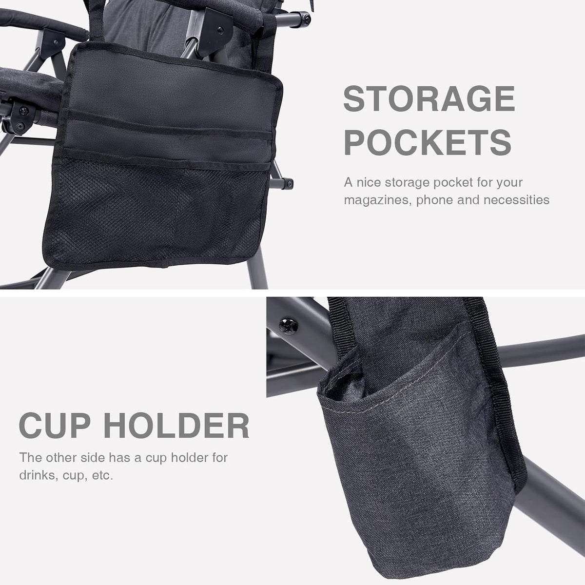 EVER ADVANCED Oversized Folding Rocking Camping Chair