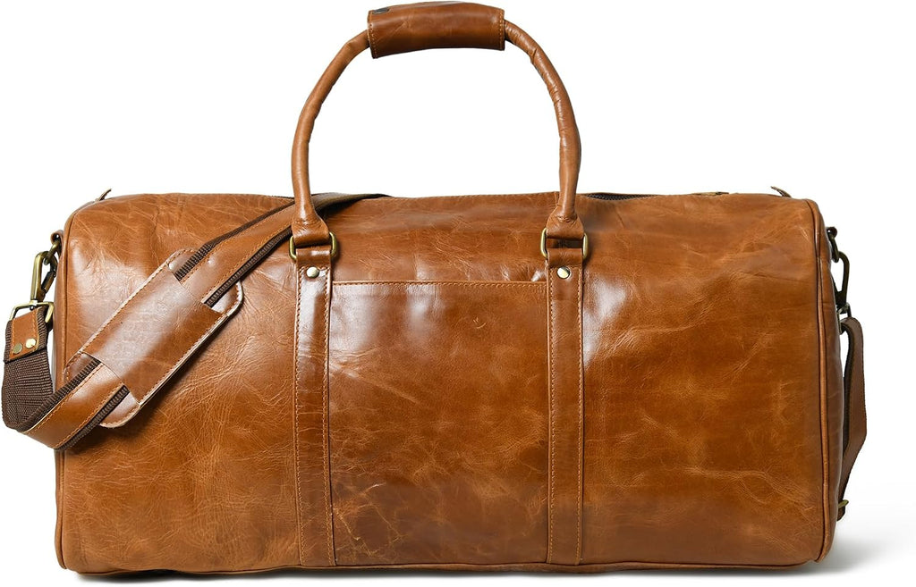 Ashcroft™ Buffalo Leather Weekender Duffle — 21″ Vintage Tan
