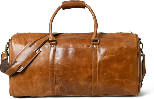 Ashcroft™ Buffalo Leather Weekender Duffle — 21″ Vintage Tan