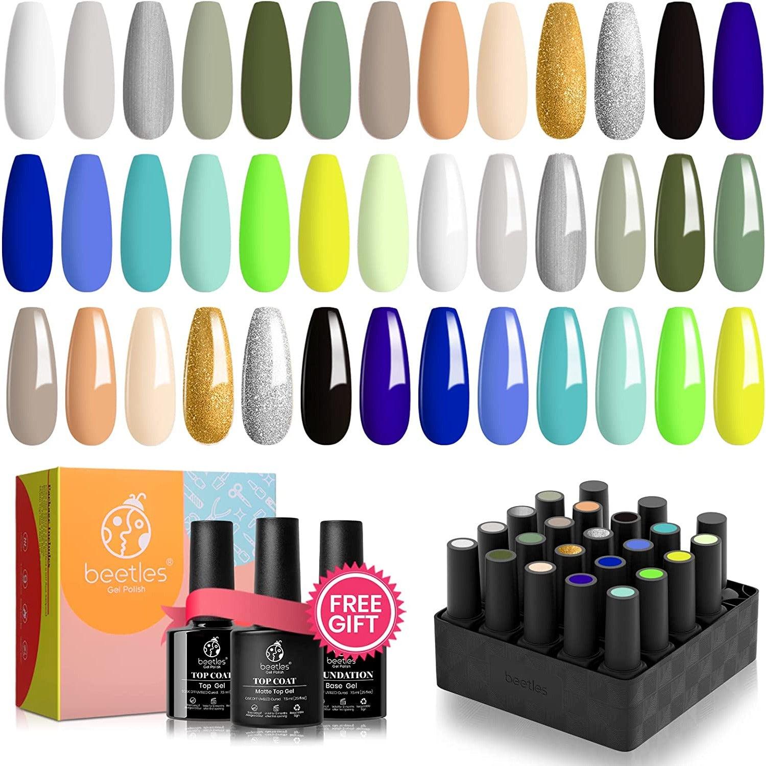 Beetles Gel Nail Polish Kit — 20 Mini Colours with Base & Top Coat