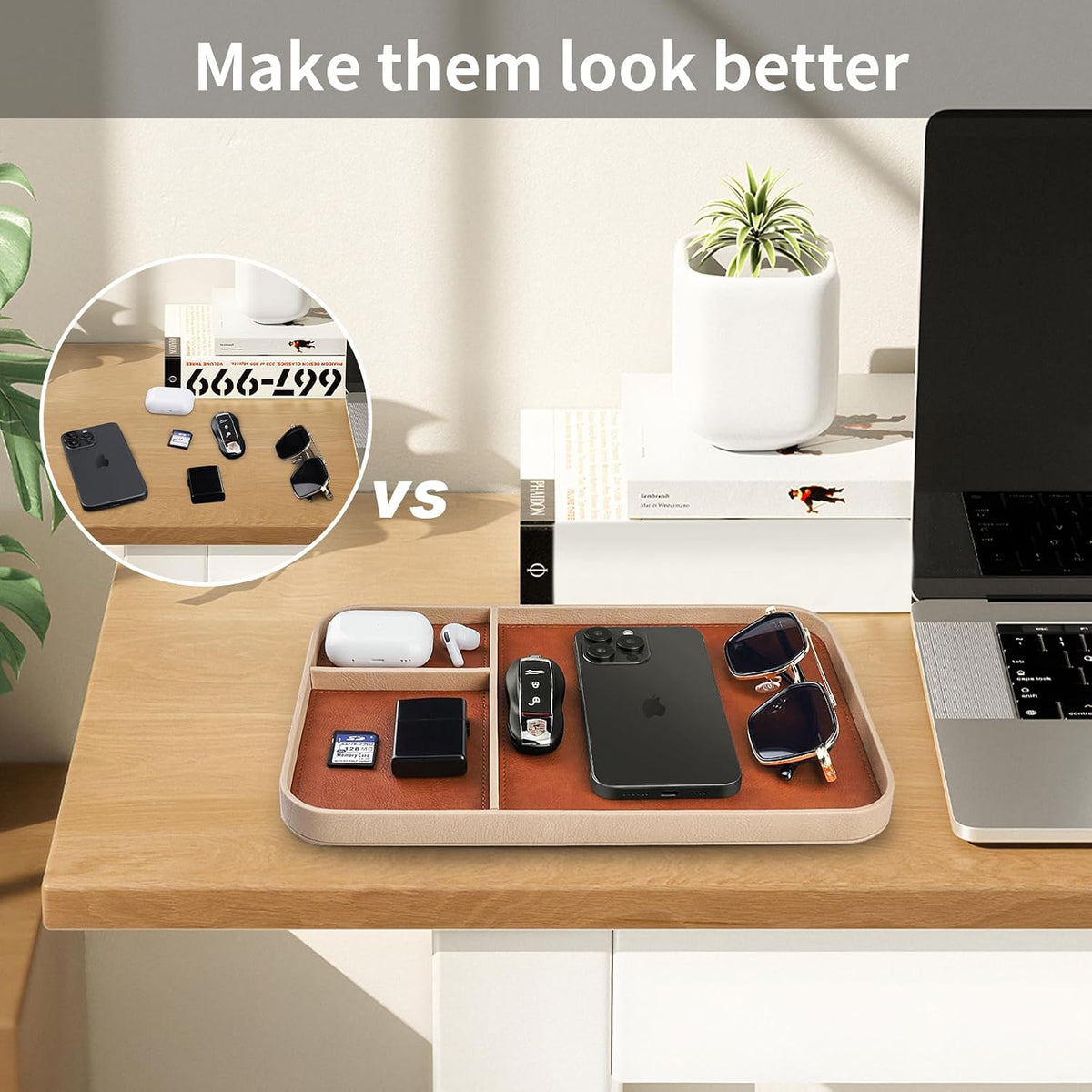 Norwood™ Leather Catch-All Valet Tray — Multi-Compartment