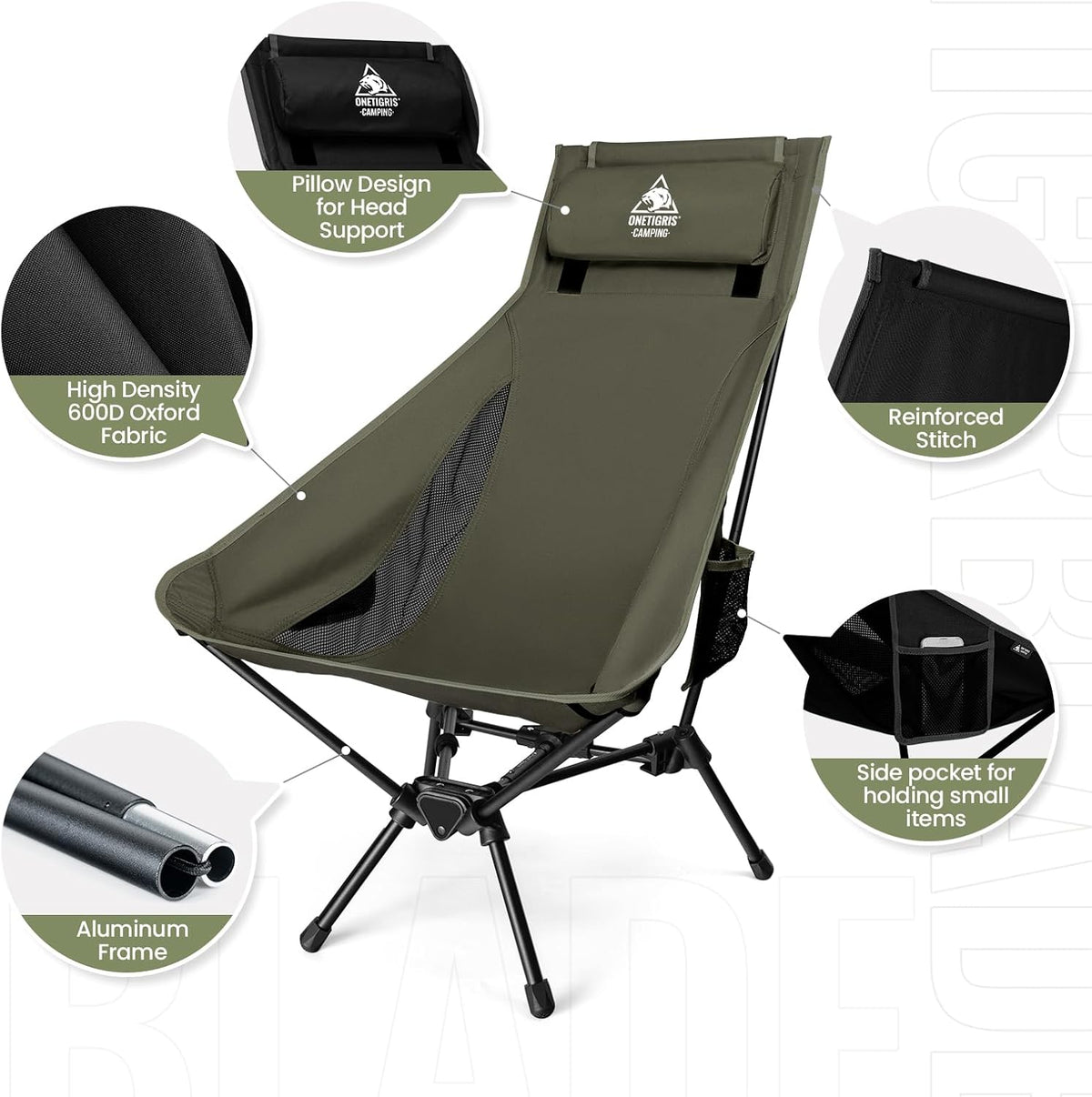 OneTigris Tigerblade High Back Camping Chair with Comfortabl