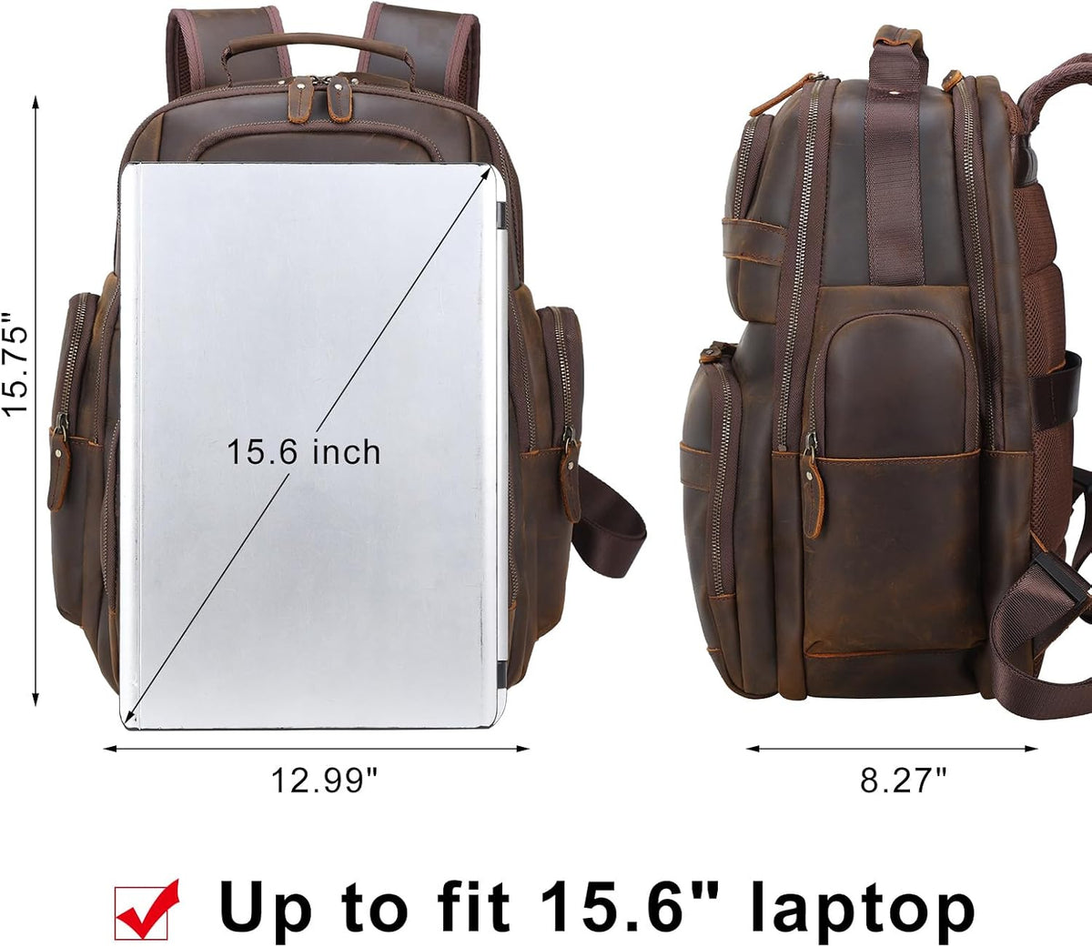 Ashcroft™ Vintage Leather Laptop Backpack — 15.6″ Business Rucksack