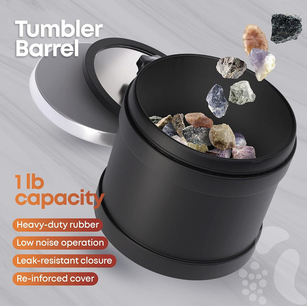 Low-noise rock tumbler barrel 1 lb capacity