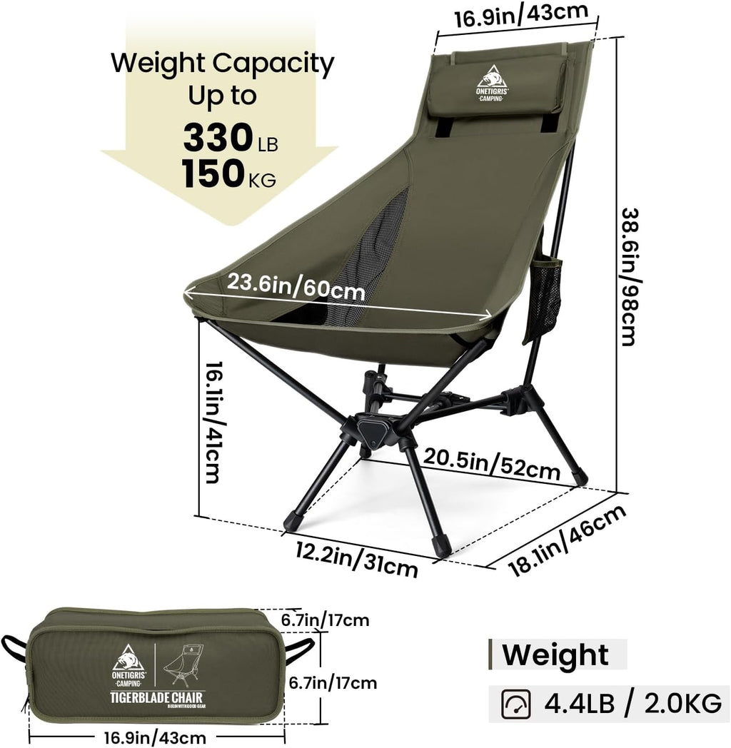 OneTigris Tigerblade High Back Camping Chair with Comfortabl