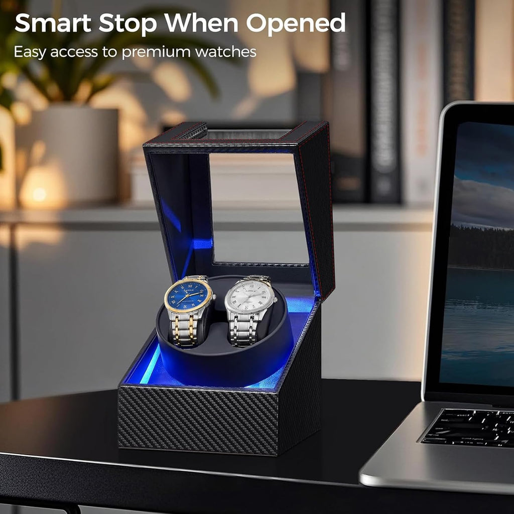 Rotare™ Twin Watch Winder — 5 Modes with Crystal Display Glass