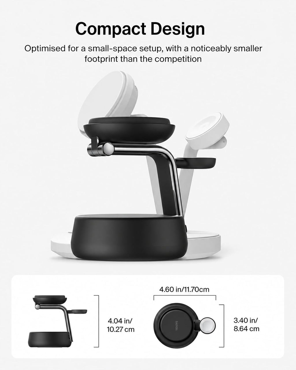 Belkin 3 in 1 Qi2 Wireless Charging Dock Stand 25W Active Co