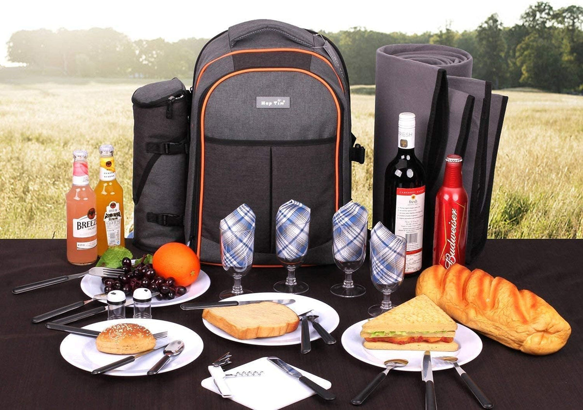 Hap Tim Picnic Basket Backpack for 4 Person with Insulated C