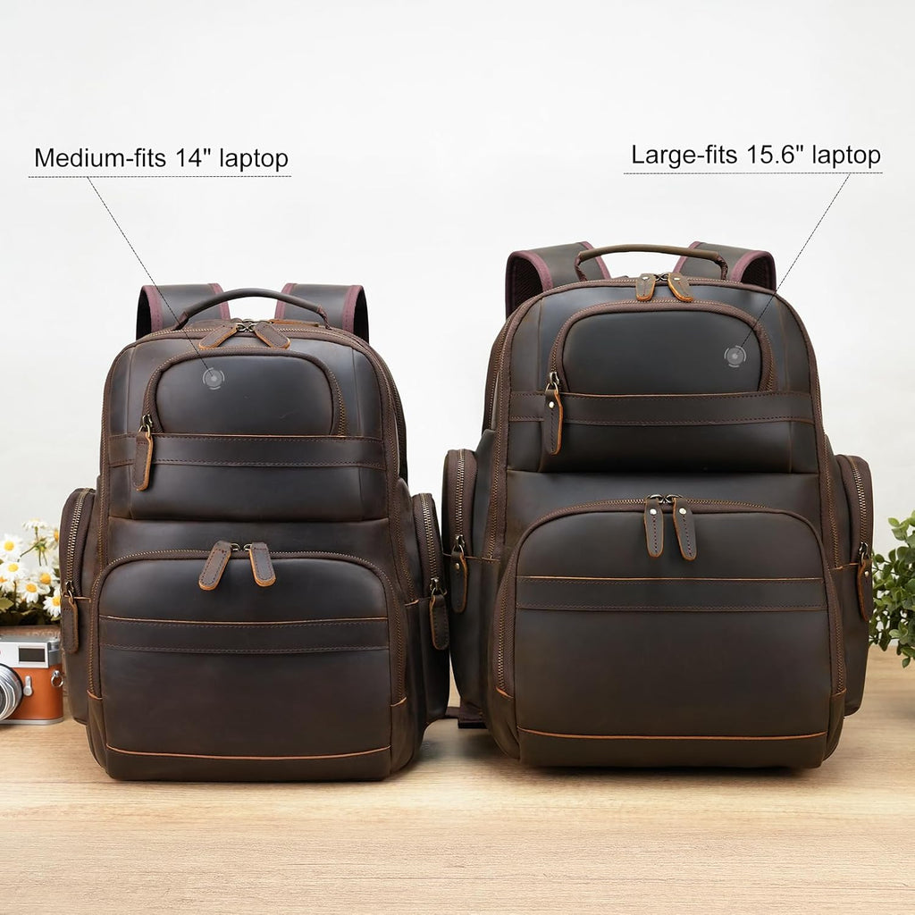 Ashcroft™ Vintage Leather Laptop Backpack — 15.6″ Business Rucksack