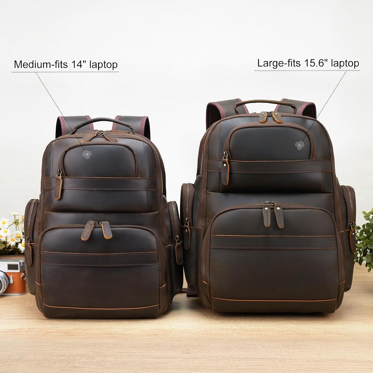 Ashcroft™ Vintage Leather Laptop Backpack — 15.6″ Business Rucksack